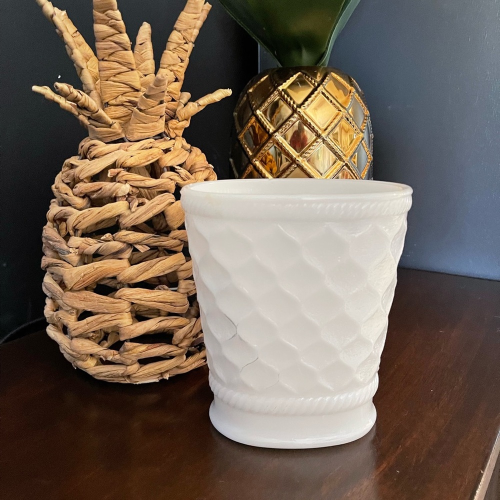 White Textured Milk Glass Vase